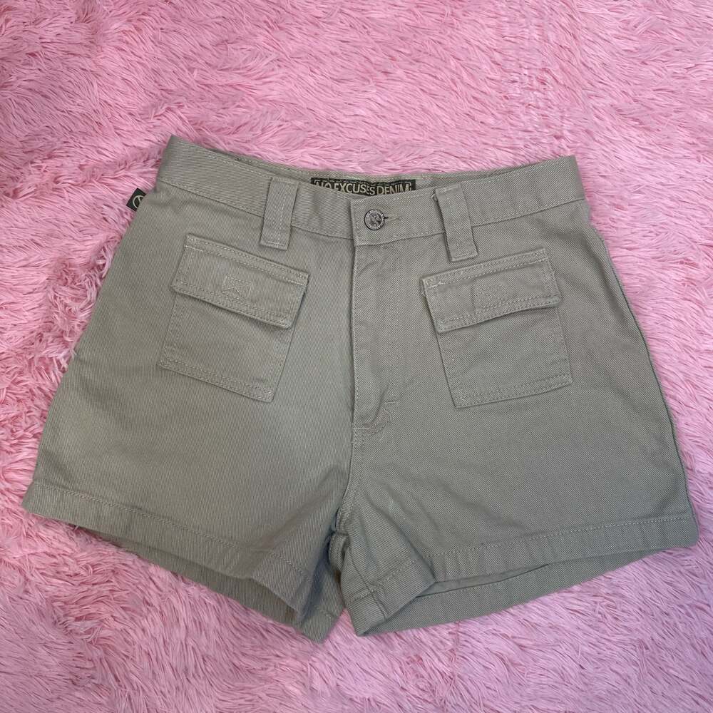No Excuses Denim Khaki Cargo‎ Shorts Size 9/10